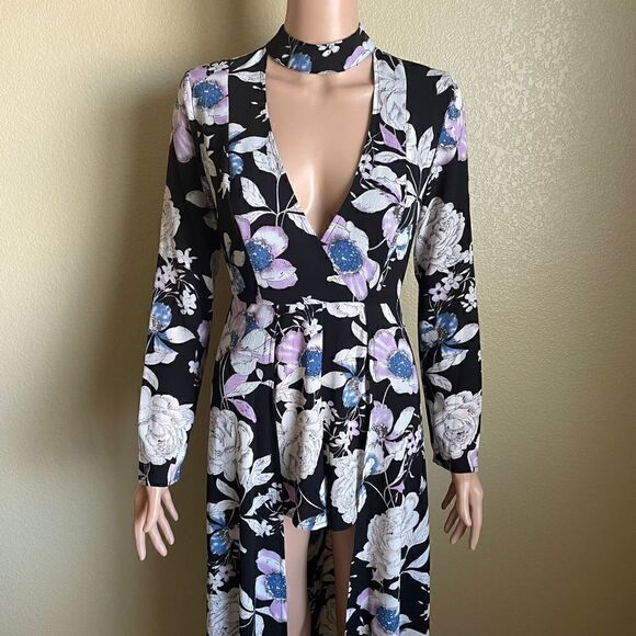 L’atiste Maxi Romper Black Purple Floral Playsuit Size S - Picture 5 of 10